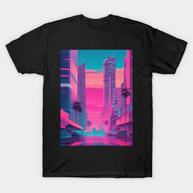 Vaporwave city aesthetic T-Shirt by Spaceboyishere